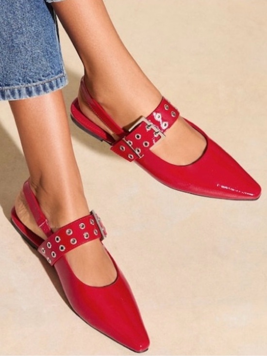 Steve Madden Shoes - Steve Madden Greya Red Patent Slingback Flats – Size 8.5
